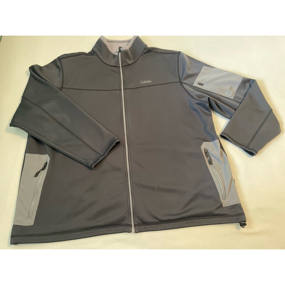 Cabela's Mens 3XL Tall Gray Full Zip Performance Jacket Stretch Outdoor Athletic